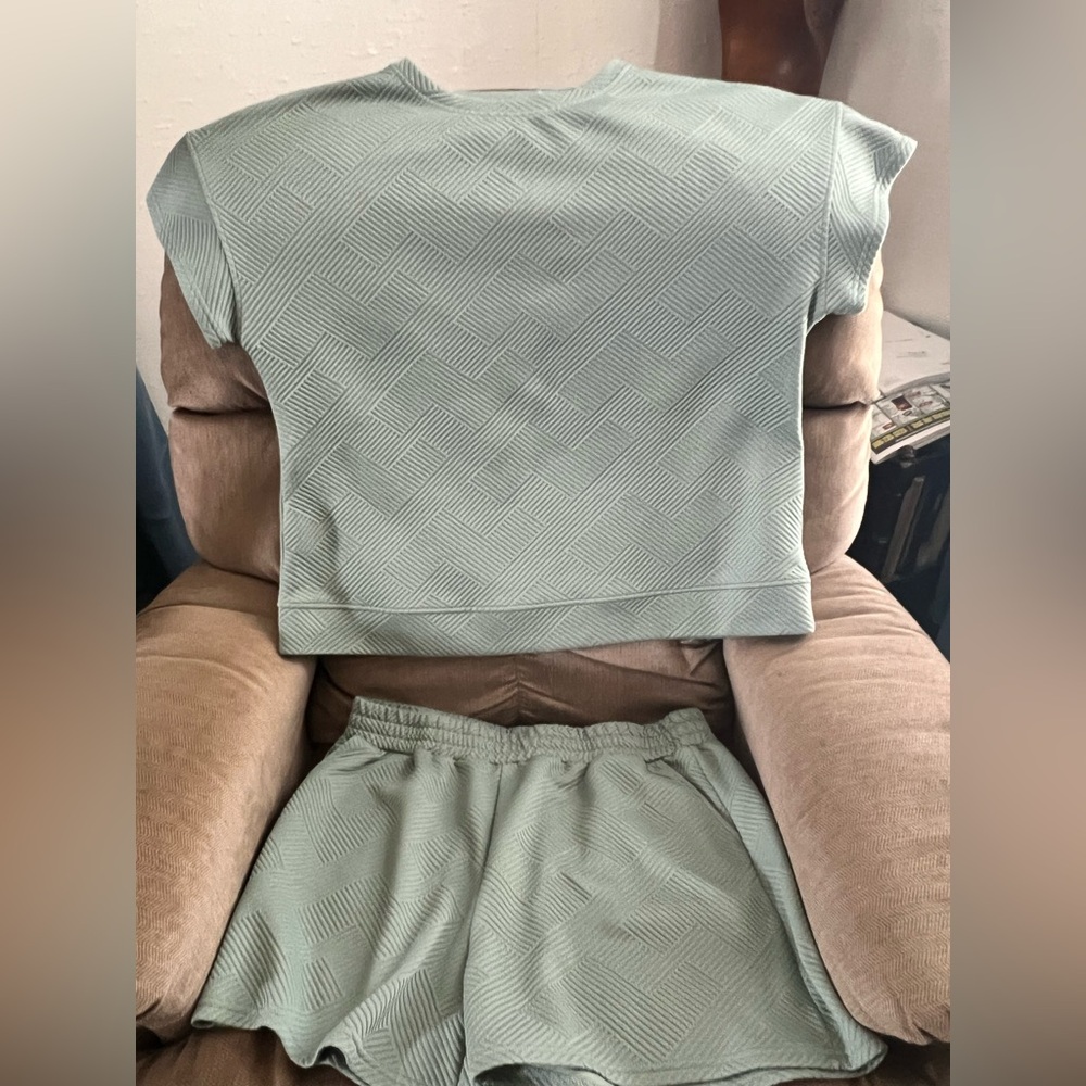 Mint Green Textured Two-Piece Lounge Set